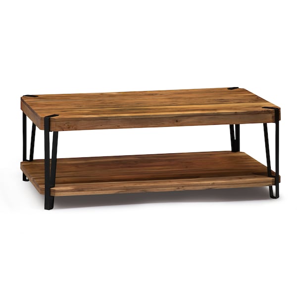 Alaterre Furniture Ryegate Natural Live Edge Solid Wood with Metal Coffee Table, Natural AWCC1120 - main